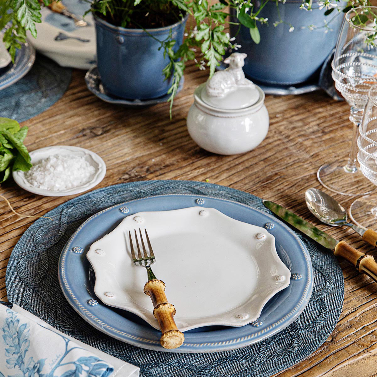 Berry & Thread Chambray Scalloped Dessert/Salad Plate - By Juliska